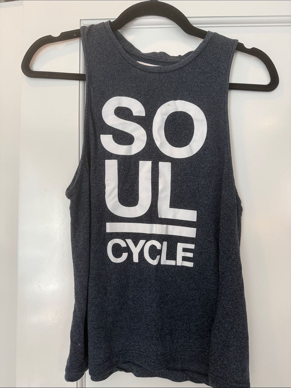 soulcycle Navy Muscle Tank with White Logo